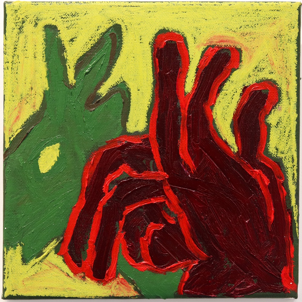 ’Shadow hands 3’  25cm x 25cm  Oil on Canvas 2022