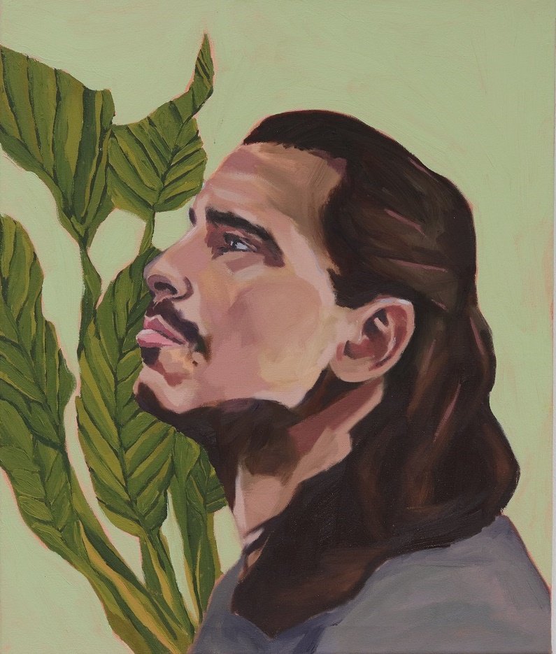 ‘Josh with house plant 2’  50cm x 60cm  Oil on Canvas 2022