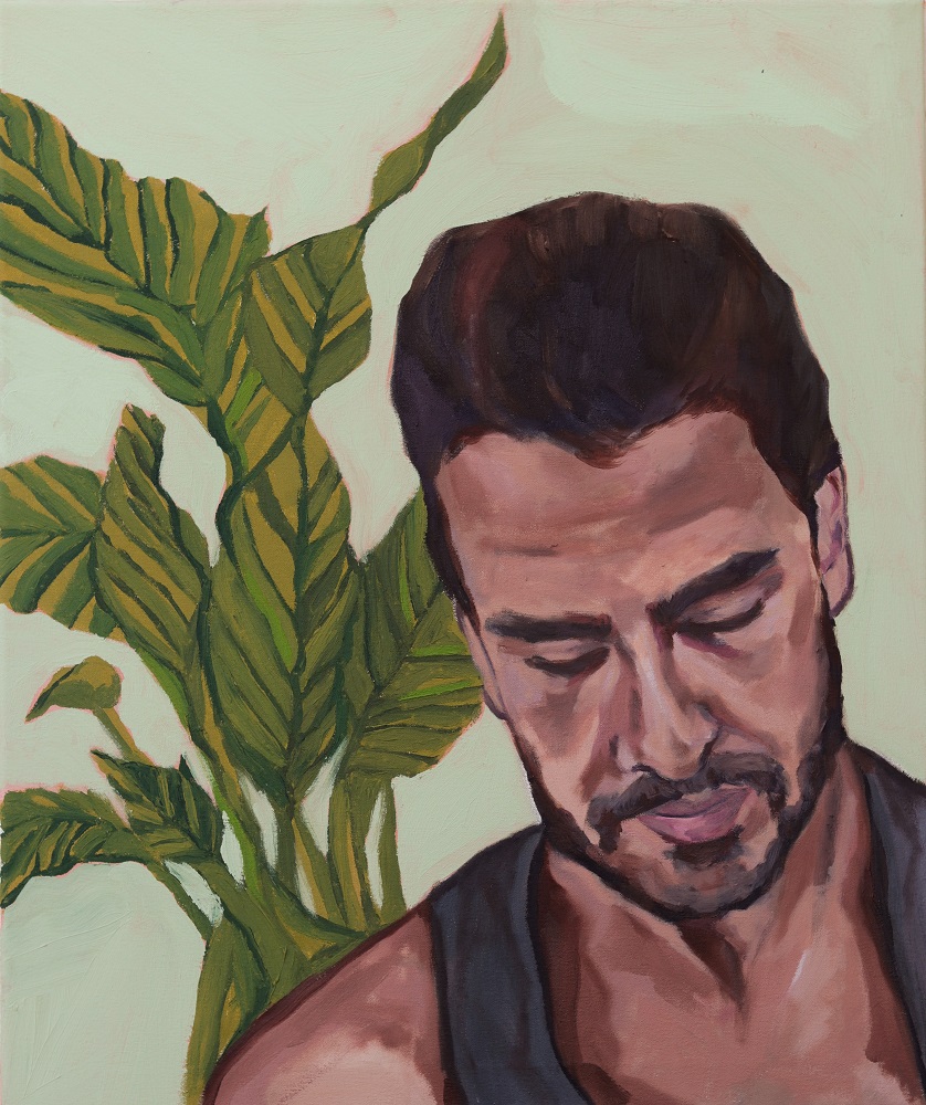 ‘Portrait of Josh with house plant’  50cm x 60cm  Oil on Canvas 2022