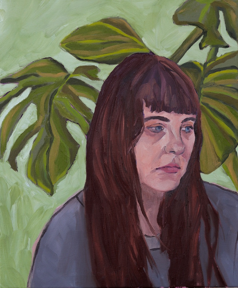 ‘Self portrait with house plant’  50cm x 60cm  Oil on Canvas 2022