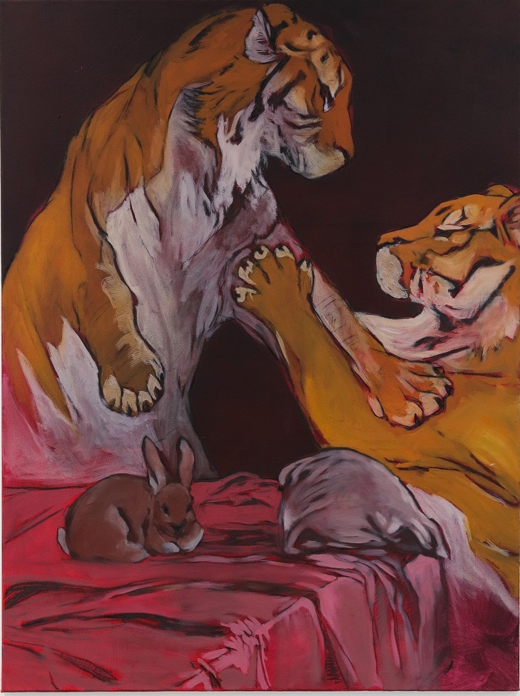‘Looking back with Tiger shadow’  150cm x 200cm  Oil on Canvas 2022